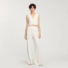 Sandro Sequin Cropped Jacket - Ecru