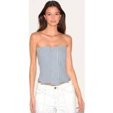 Blue Shapewear & Under Garments PrettyLittleThing Striped Peach Skin Corset - Blue