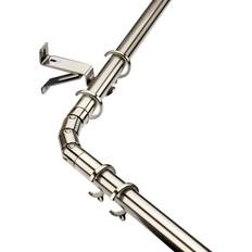 Swish Stud Metal Bay Curtain Pole with Rings - Satin Steel