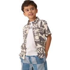Black Shirts Children's Clothing Angel & Rocket Boys Cotton Print Shirt Black/Cream