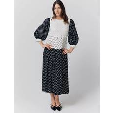 Ghost Iris Polka Dot Midi Dress - Black Contrast Dots