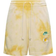 Nike Gold Clothing Nike Sportswear French Terry Solid Color Logo Flowers Embroidered Casual Shorts - Gold