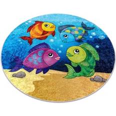 Rugs RUGSX Junior Circle Washing Carpet Fishes 100cm