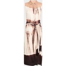 Kobi Halperin Ivria Tie-Dye Sleeveless Midi Wrap Shirtdress - Coffee