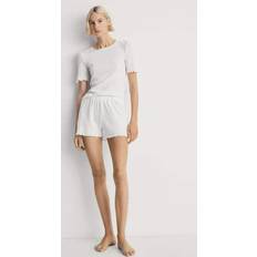 Mango Dam Underkläder Mango Pointellestickade Pyjamasshorts Set - Vit/A