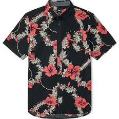 Vans Unisex Shirts Vans Unisex Flowers Printing Short Sleeve Shirt Black Blue