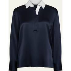 XXS Shirts Vince Long-Sleeve Silk Rugby Shirt - Coastal
