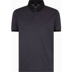 Emporio Armani Polo Shirts Emporio Armani Jacquard Logo Lettering Polo Shirt - Black