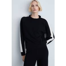 Mango Contrasting Stripe Knitted Sweater - Black