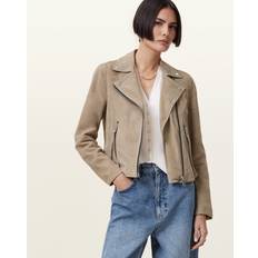 AllSaints Suede Biker Jacket - Greige