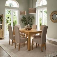 Extendable kitchen table Dunelm Harlington 8-10 Seater Extendable Table Oak Dining Set