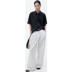 Mango Short Sleeve Linen-Blend Shirt - Black