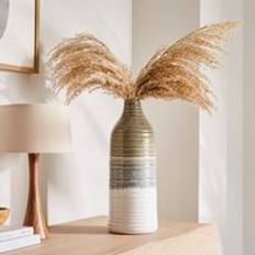 The Edited Life Reactive Glaze Striped Green Vase