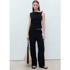 Mango Bukser Mango Bow Straight Trousers - Black