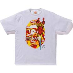 A Bathing Ape Unisex T-shirts A Bathing Ape x Marvel Camouflage Head Logo T-Shirt - White Iron