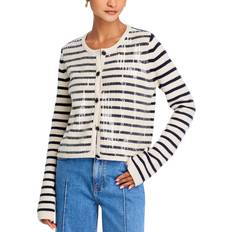 Derek Lam 10 Crosby Nebula Sequined Striped Cardigan - Blanc De Blanc/Lake