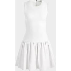 Alice + Olivia Ella Combo Drop-Waist Mini Dress Off White