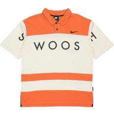 Nike Orange Polo Shirts Nike Sportswear Swoosh Logo Printing Contrasting Polo Shirt - Orange