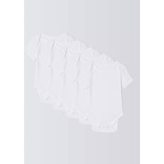 John Lewis Baby Cotton Short Sleeve Rib Bodysuits - White
