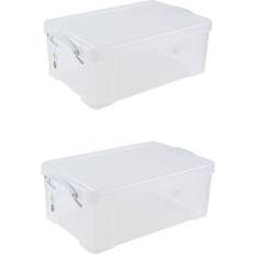 Really Useful Boxes Storage Boxes Really Useful Boxes 9L Clear with White Handles Pack of 2 Storage Box