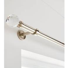 Dunelm Faceted Ball Extendable Metal Eyelet Curtain Pole - Satin Steel