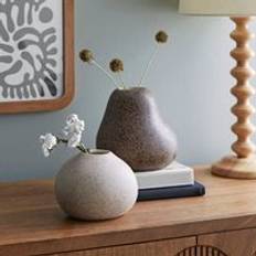 The Edited Life Set of 2 Ceramic Pebble Vases - Brown Vase