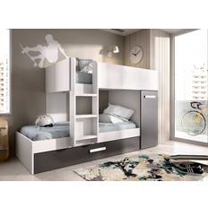 Conjuntos de Cama Vente-unique Cama Tren 3 Camas Tom 150x244x112 Blanco Grafito