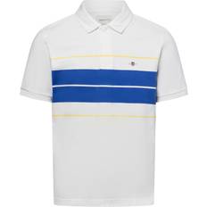 Gant Vita Pikétröjor Gant Regular Fit Randig Pikétröja Med Sköld - Vit