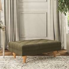 Dunelm Warwick Footstool House Velvet Olive Foot Stool
