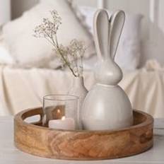 Eggs-traordinary Gift Co Grey Ceramic Bunny 28 cm Grey Medium Easter Decoration