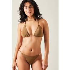 Gold - Women Bikini Bottoms Accessorize Gold Classic Glitter Nylon Shimmer Bikini Bottoms - Gold