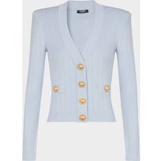 Transparent Tops Balmain Buttoned Knit Cropped Cardigan - Transparent