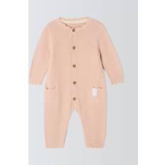John Lewis Baby Knitted Scalloped Romper Suit - Pink