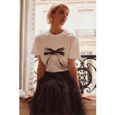 Mint Velvet Bow Graphic T-Shirt - White