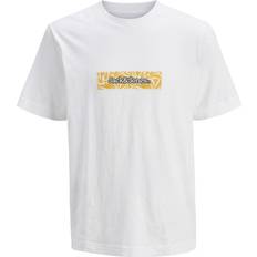 Jack & Jones Yellow Clothing Jack & Jones Logo Crew Neck T-shirt White
