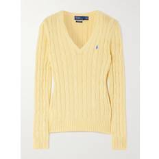 Polo Ralph Lauren Yellow Jumpers Polo Ralph Lauren Embroidered Cable-knit Cotton Sweater - Yellow