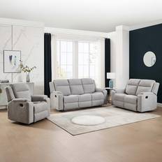 Brayden Studio Orka 1+2+3 Seater Fabric Manual Recliner Set 86cm H X 201cm W X 77cm D Sofa