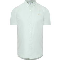 FARAH Brewer Short Sleeve Oxford Shirt - Light Green