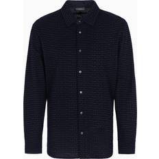 Emporio Armani Herre Skjorter Emporio Armani Allover Logo Regular Fit Button Down Shirt - Navy
