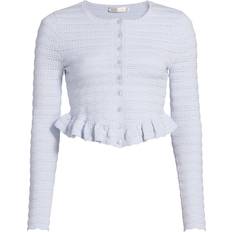Purple Cardigans LoveShackFancy Rogan Crewneck Cardigan - Morning Sky