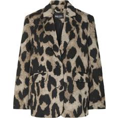 Beige Kavajer Pieces Pcdemi LS Loose Blazer D2D - Brun