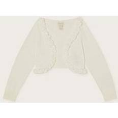 Beige Cardigans Children's Clothing Monsoon Kids' Flora Corsage Trim Cotton Cardigan - Light Cream