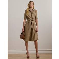 Ralph Lauren Wakana Tie Waist Linen Midi Shirt Dress