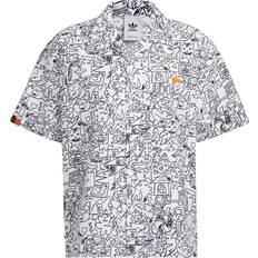 Adidas White Shirts adidas SS22 Printing Full Print Casual Short Sleeve Shirt - White