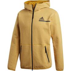 Adidas Gold Outerwear adidas Zne Fz M Winter Solid Color Fleece Lined Stay Warm Hooded Jacket - Gold