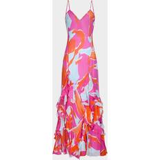 Diane Von Furstenberg Stella Abstract-Print Ruffle Maxi Dress - Island Camo - Pink