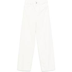 Leather Jeans Toteme High-Rise Pleated Wide Leg Jeans - White