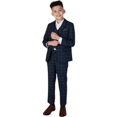 Paul Andrew Boy's 3 Piece Blue Orange Check Suit