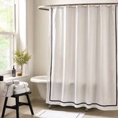 Dunelm Monochrome Stitch Shower Curtain Black White