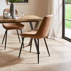 Dunelm Chairs Dunelm Walden Set of 2 Dining Chairs Faux Leather Brown Kitchen Chair